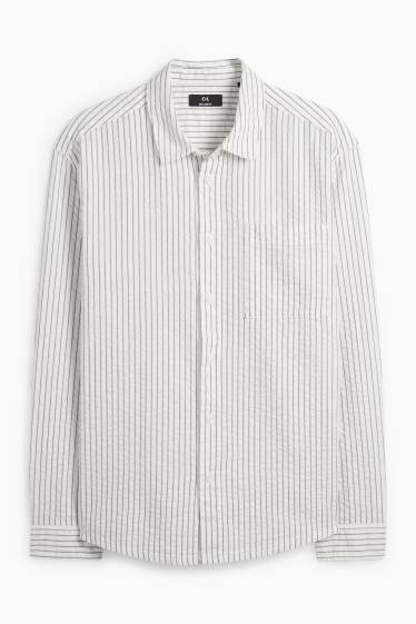 Men - Shirt - relaxed fit - kent collar - striped - white
