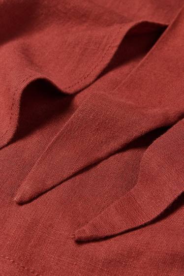 Donna - Gonna pantalone con componente di lino - bordeaux