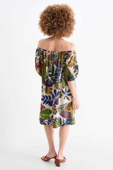 Damen - A-Linien Kleid - geblümt - bunt