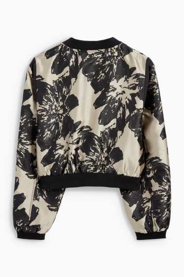 Damen - Blouson - geblümt - schwarz / beige