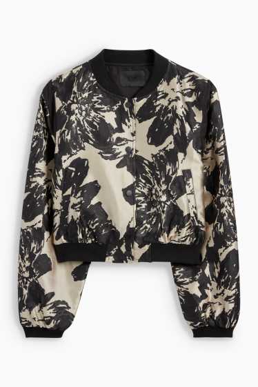 Damen - Blouson - geblümt - schwarz / beige