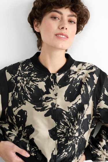 Damen - Blouson - geblümt - schwarz / beige