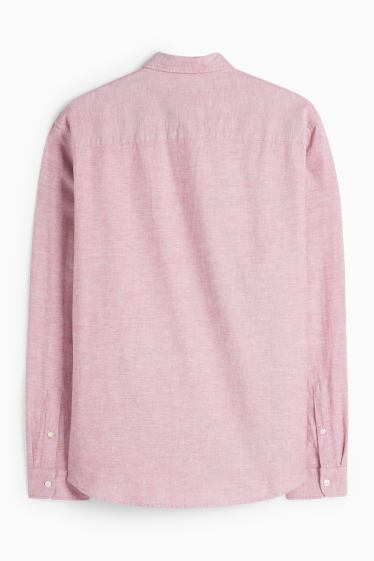 Heren - Overhemd - regular fit - button down - rood-mix