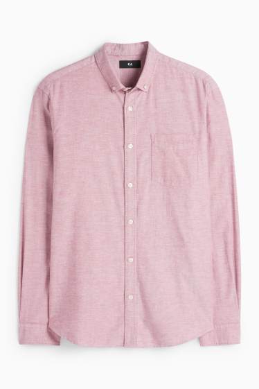 Heren - Overhemd - regular fit - button down - rood-mix