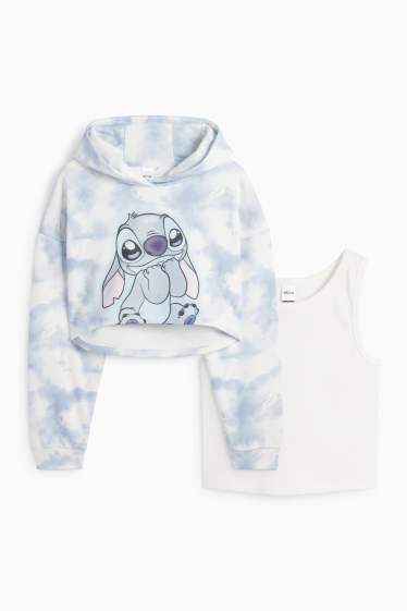 Kinderen: meisjes - Lilo & Stitch - set - hoodie en topje - 2-delig - wit / lichtblauw