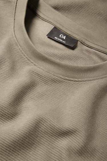 Herren - Sweatshirt - kurzarm - gerippt - khaki
