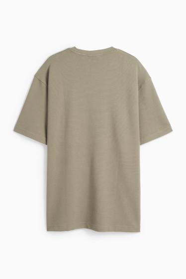 Herren - Sweatshirt - kurzarm - gerippt - khaki