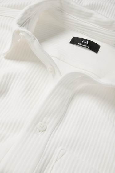 Home - Camisa - relaxed fit - kent - de canalé - blanc
