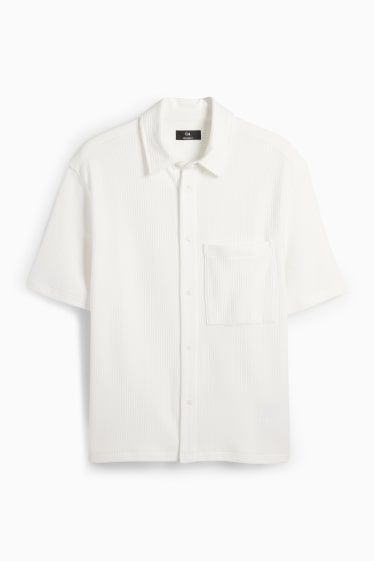 Home - Camisa - relaxed fit - kent - de canalé - blanc