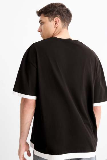 Pánské - Tričko - oversized - černá