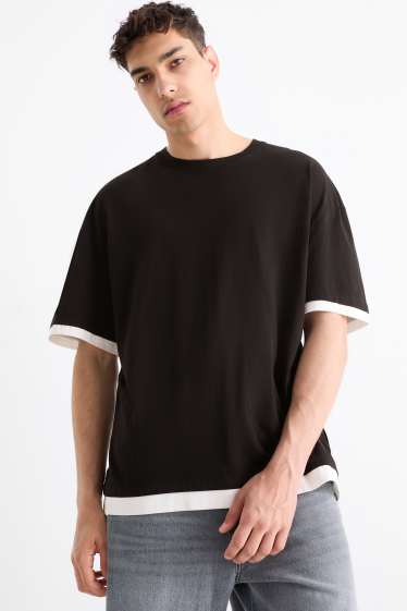 Pánské - Tričko - oversized - černá