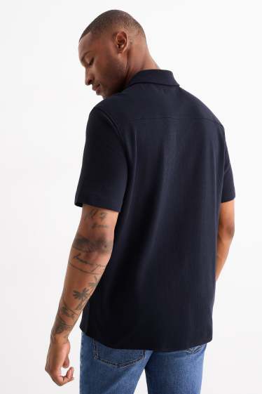 Herren - Hemd - Relaxed Fit - Kent - strukturiert - dunkelblau