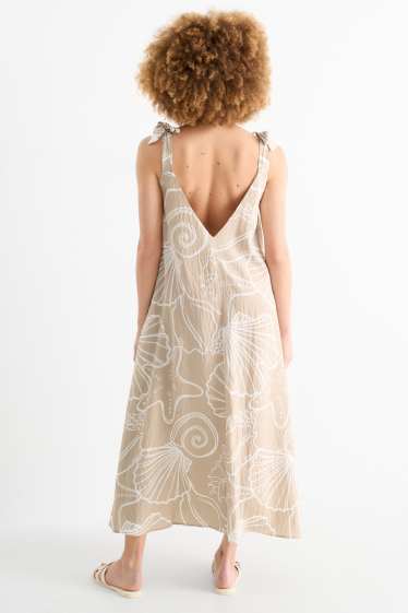 Women - Beach dress - patterned - light beige