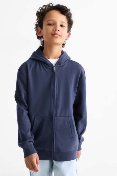 Enfants garçons - Sweat zippé à capuche - bleu foncé