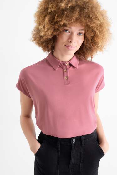 Damen - Basic-Poloshirt - pink