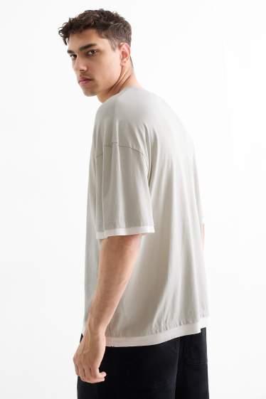 Heren - T-shirt - oversized - grijs