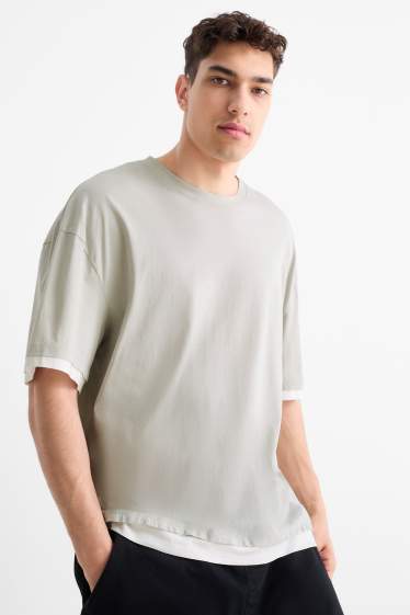 Heren - T-shirt - oversized - grijs