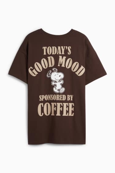 Women - T-shirt - oversized - Peanuts - dark brown