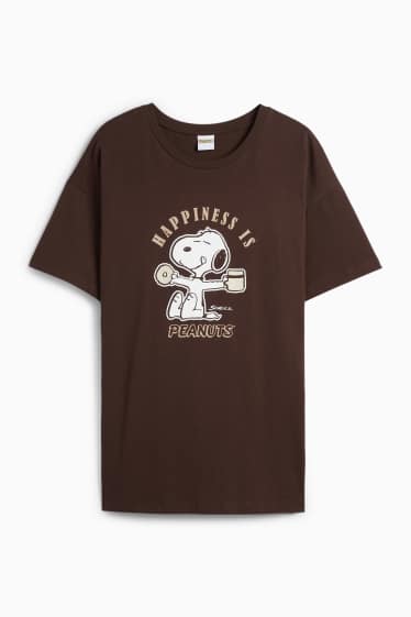 Women - T-shirt - oversized - Peanuts - dark brown
