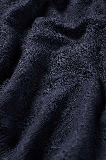 Women - Fit & flare dress - broderie anglaise. - smocked - dark blue