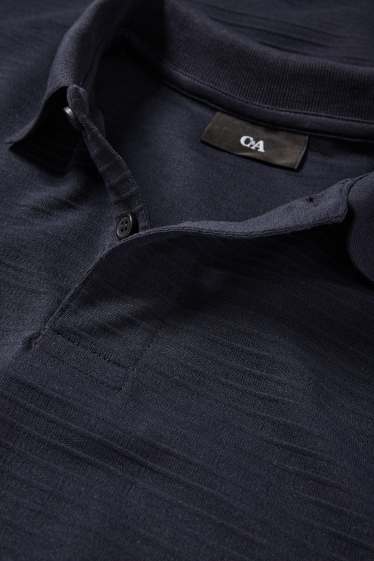 Herren - Poloshirt - gerippt - dunkelblau