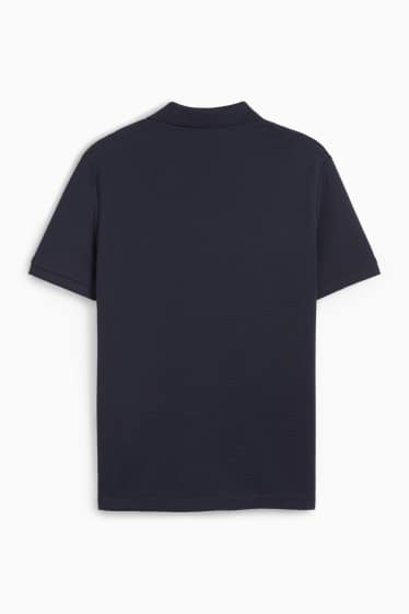 Herren - Poloshirt - gerippt - dunkelblau