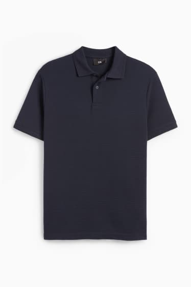 Herren - Poloshirt - gerippt - dunkelblau