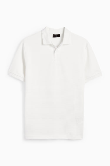Herren - Poloshirt - gerippt - weiß