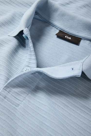 Herren - Poloshirt - gerippt - hellblau