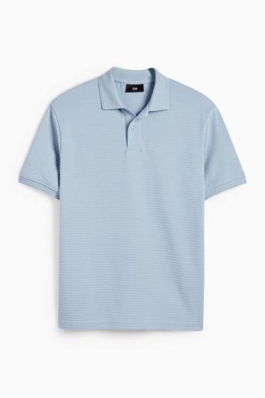 Herren - Poloshirt - gerippt - hellblau