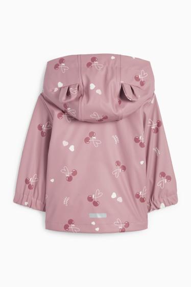 Baby Mädchen - Kirsche - Baby-Regenjacke mit Kapuze - wasserdicht - dunkelrosa