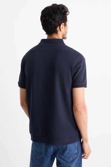 Heren - Poloshirt - met structuur - donkerblauw