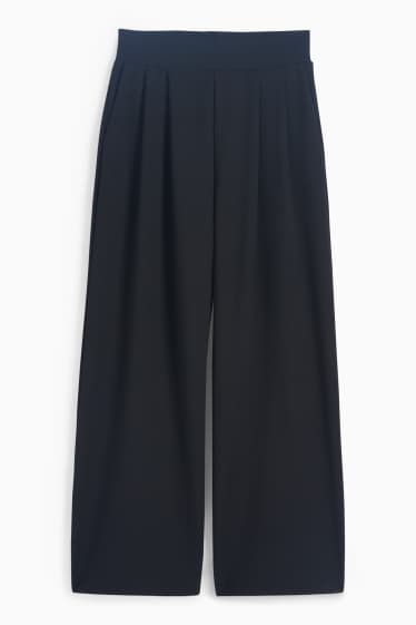 Damen - Basic-Jersey-Hose - Mid Waist - Palazzo - schwarz
