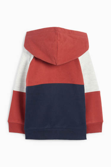 Kinderen: jongens - Dino - sweatvest met capuchon - donkerrood