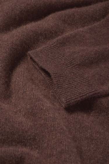 Damen - Kaschmir-Rollkragenpullover - dunkelbraun