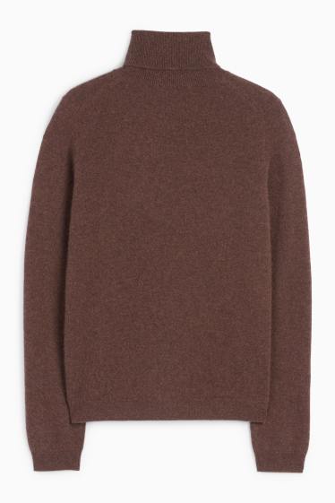 Damen - Kaschmir-Rollkragenpullover - dunkelbraun