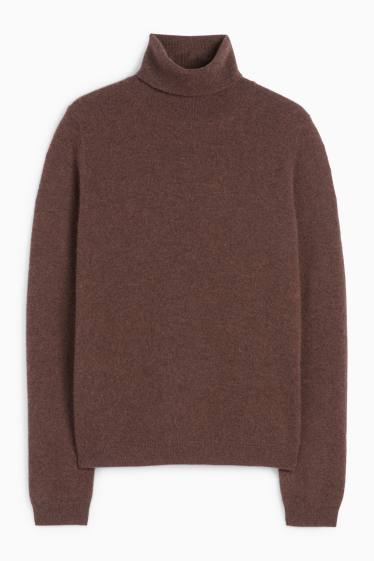 Damen - Kaschmir-Rollkragenpullover - dunkelbraun