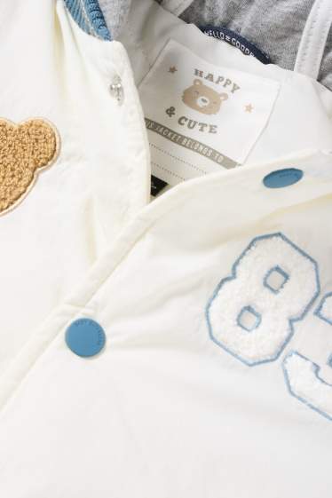 Baby Jungen - Bärchen - Baby-Collegejacke mit Kapuze - blau