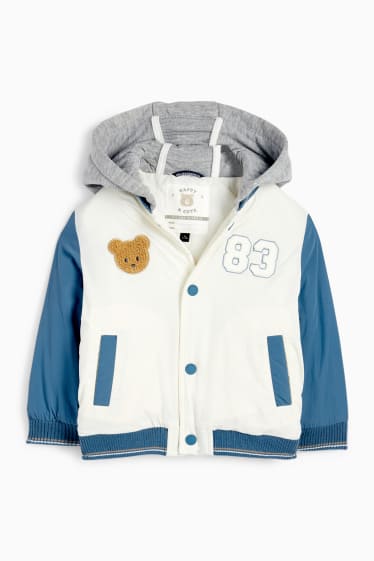 Baby Jungen - Bärchen - Baby-Collegejacke mit Kapuze - blau