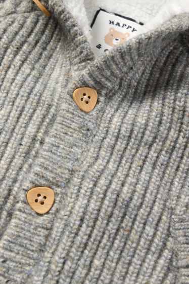 Bébés garçons - Gilet en maille à capuche pour bébé - finition côtelée - gris