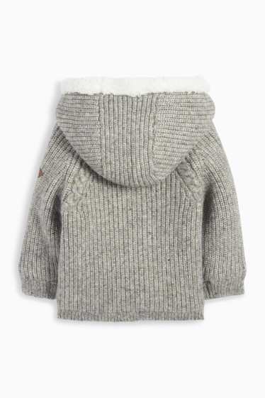 Bébés garçons - Gilet en maille à capuche pour bébé - finition côtelée - gris