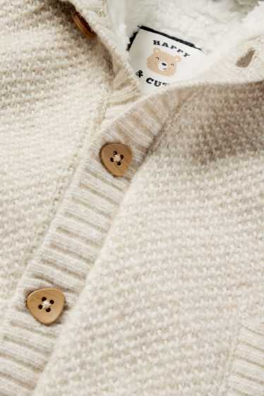 Baby Jungen - Baby-Strickjacke mit Kapuze - strukturiert - beige