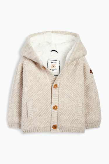 Baby Jungen - Baby-Strickjacke mit Kapuze - strukturiert - beige