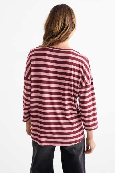 Dames - Set van 2 - basic longsleeve - bordeaux