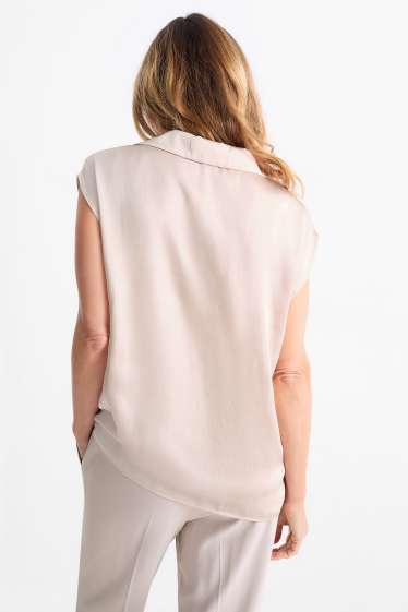 Damen - Satin-Blusentop - rosa