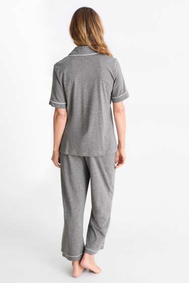 Damen - Pyjama - grau-melange
