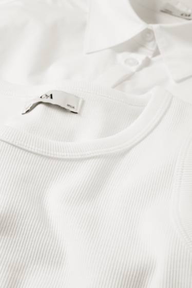Kinderen: meisjes - Set - overhemd en singlet - 2-delig - wit