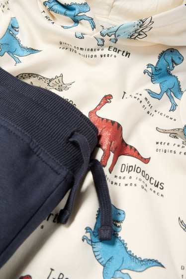 Kinderen: jongens - Dino - set - hoodie en joggingbroek - 2-delig - crème wit