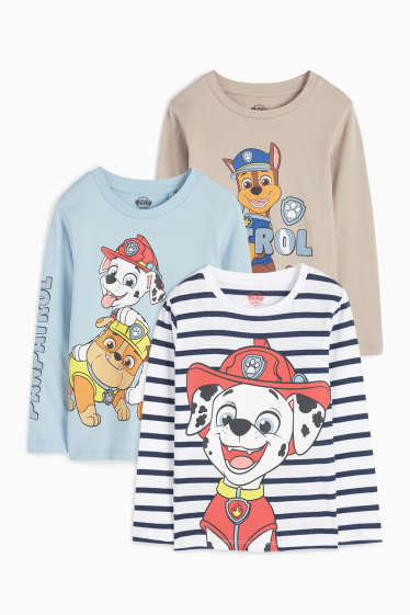 Kinder Buben - Multipack 3er - PAW Patrol - Chase, Marshall - Langarmshirt - blau
