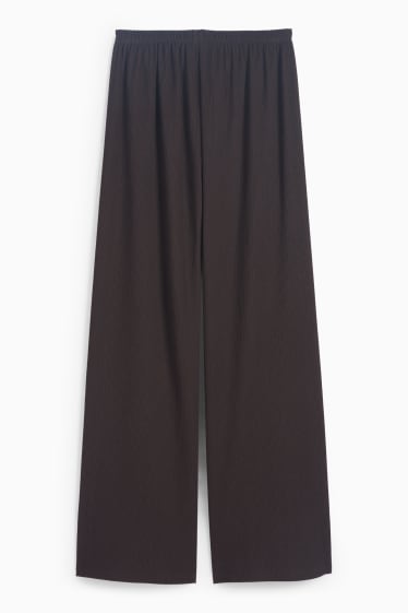 Damen - Jersey-Hose - Mid Waist - Wide Leg - strukturiert - dunkelbraun
